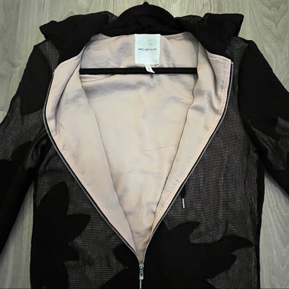 Avec Les Filles Lace Embroidered Zip Hoodie XS - Picture 7 of 10